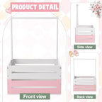 Suzile Baby Shower Crate Wooden Closet Baby Basket Gift,Pink White - Image 3