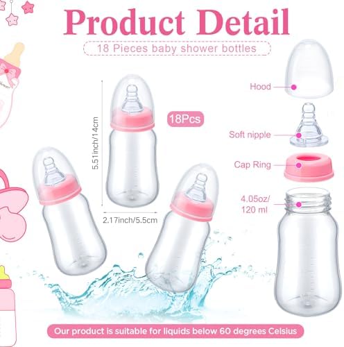 Roowest Bottle Chug Baby Shower Games Favors, Pink, Elephant - Image 3