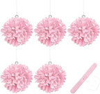 Fun Express - Light Pink Tissue Pom Pom Decor W/gromme - Party Decor - Hanging Decor - Tissue - 6 Pieces by FunExpress