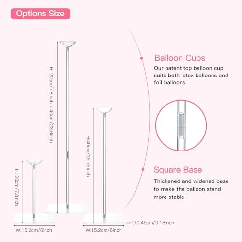 TekXYZ Acrylic Balloon Stand for Table Centerpiece, Adjustable 10-Pack - Image 3