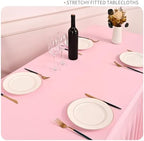 fani 2 Packs Pink Stretch Table Skirts for 8 Foot Table - Image 4