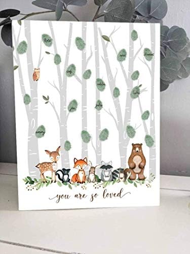 Woodland Thumbprint Sign 11x14 inches and Guest Sign 5x7 inches, Woodland Baby Shower Thumbprint guest sign - Image 4