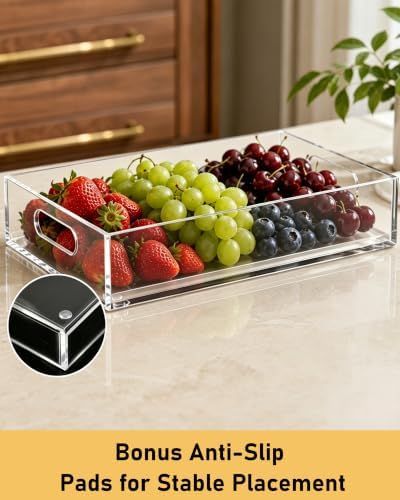Acrylic Tray, 2 Pack Spill Proof Platter with Handles for Ottoman - Image 6