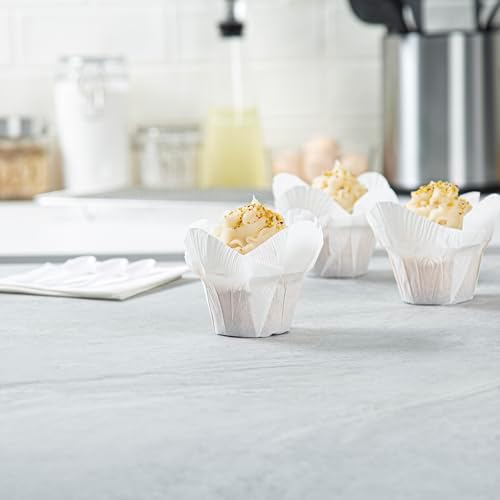 Restaurantware-6 Ounce Daffodil Baking Cups, 200 Oven-Ready Cupcake Liners - Freezable, Disposable, White Paper Muffin Cases, For Wedding Parties, Baby Showers and More - Image 4