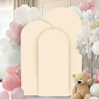 FANPROMS Beige Arch Cover Set 6FT 6.6FT 7.2FT Spandex Arch Stand Covers Chiara Round Top Arch Cover for Wedding Half Arch Covers Arch Stand Cover for Baby Shower Party - Image 6