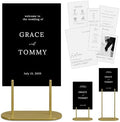 Gold Wedding Welcome Sign Stand with Holder - Elegant Metal Easel Display for Seating Chart, Reception Signs, Welcome Board - 30+ Customizable designs for Baby, Bridal Shower - Versatile Party Sign Holder by kiniu
