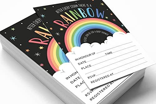 Pack of 30, Boy/Girl Baby Shower Party Collection, Baby Shower Invitation Cards, Fill in the Blank Invites WIth Envelopes, Rainbow Theme Party Supplies - Image 3