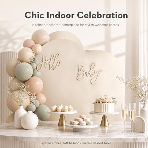 Hello Baby Backdrop Wooden Sign Round Gender Reveal Background Photo Decor - Image 6