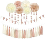 Champagne-Gold Beige-Peach Boho Party-Decorations Streamers and Champagne-Gold Beige Boho Baby-Shower Party-Decorations - Image 6