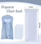 MDS Pack of 150 Organza Chair Sashes for Wedding & Event Décor – White - Image 3