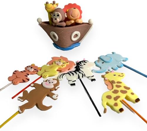 Noah's Ark Cake Toppers Set: Flat figurines cupcake topperes and Centerpiece for Party Decorations - Birthday Party Baby Shower - Animal theme party - Image 3