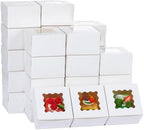 Moretoes 200pcs Small Cookie Boxes with Window,4x4x2.5In Brown Bakery Boxes by Moretoes