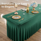 2 pk Hunter Green Spandex Tablecloth for 6 Foot Rectangle Tables, Wrinkle Free Fitted Spandex Table Covers 6ft Green Stretch Table Cloths with Ruffle Skirt for Parties Weddings Banquet Baby Shower - Image 7