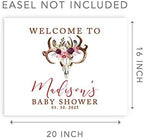 Andaz Press Custom Large Baby Shower Canvas Welcome Sign, 16 x 20 Inches, Rustic Boho Burgundy Floral Antlers, Guestbook Alternative, Personalized Sign Our Canvas, For Fall, Rustic, Boho, Baby Shower - Image 5