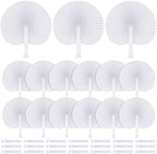 MCEAST 150 Pieces White Party Paper Fans Decorations Folding Fan Handheld Fan Round Shaped Paper Fans with Handle Hand Fans for Wedding Birthday Party Favors by MCEAST