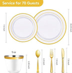 Goodluck 420 Pieces Gold Disposable Plates for 70 Guests - Image 3