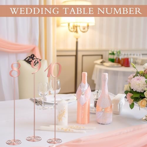 Therwen 20 Pcs Metal Table Numbers 1-20 Table Numbers for Wedding,Rose Gold - Image 3