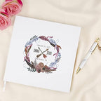 Andaz Press Personalized Wedding Guestbook with Gold Accents, Boho Feather Wreath White Guest Sign in Guest Registry 120 Pages 8.5 X 8.5 Memories Book for DIY, Scrapbook, Photo Album - Image 2