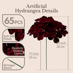 65PCS Hydrangea Artificial Flowers with Stronger Bendable Stems, Premium Silk Faux Hydrangea Flowers Bulk for DIY Wedding, Arches, Baby Showers & Large Event Decor(Burgundy) - Image 3