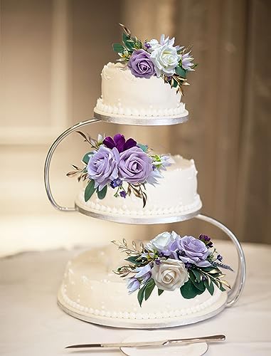 CherishedMoments 3Pcs Pre-Made Cake Flowers,Purple Wedding Cake Decor - Image 4