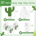 Leelosp 50 Sets Cactus Soap Party Favors with White Organza Bags & Cactus Themed Thank You Tags for Fiesta Party Decor, Mexican Birthday Decorations, Baby Shower, Bachelorette Bridal Shower DIY Gifts - Image 2