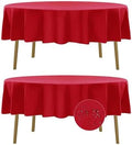 Fokitut 2 Pack Waterproof Round Tablecloth, 70 Inch, Stain Resistant and Wrinkle Polyester Table Cloth, Fabric Table Cover for Kitchen Dining, Wedding, Party, Holiday Dinner-Red by BalsaCircle