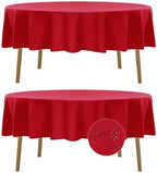Fokitut 2 Pack Waterproof Round Tablecloth, 70 Inch, Stain Resistant and Wrinkle Polyester Table Cloth, Fabric Table Cover for Kitchen Dining, Wedding, Party, Holiday Dinner-Red by BalsaCircle