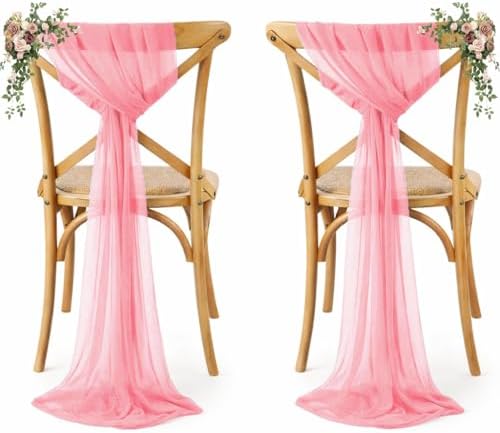 MDS Pack of 125 Chiffon Chair Sashes for Wedding & Event Décor - Coral by MDS