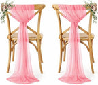 MDS Pack of 75 Chiffon Chair Sashes for Wedding & Event Décor - Coral by MDS