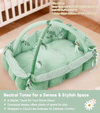5-in-1 Baby Play Gym and Tummy Time Mat, 12 Learning Cards, Plush Activity Mat with 6 Toys, Baby Gym, Convertible to Ball Pit, Baby Gift, Sage Green - Image 5