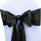 Babenest 50pcs Satin Chair Sashes Ties for Party Wedding, Black by Babenest