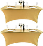 2-Pack 8ft Spandex Table Covers for Rectangle Folding Tables - Washable Elastic Tablecloth - Ultimate Fitted Table Protector for Birthday Parties, Trade Shows, Banquet by Unknown