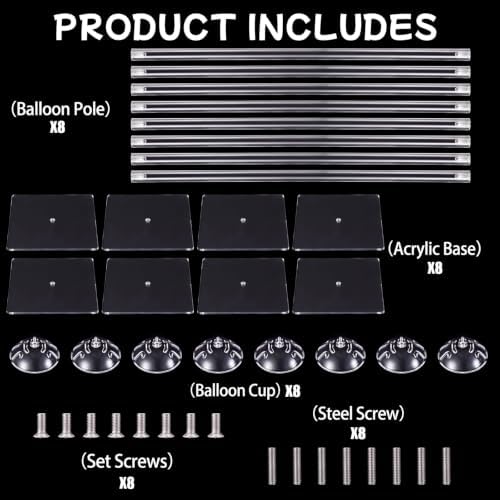Mifoci 15.75 Inch 8 Pack Clear Acrylic Balloon Stands for Table - Image 3