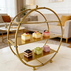Gold 3 Tier Metal Cupcake Stand Tiered Dessert Display Serving Tray - Image 3
