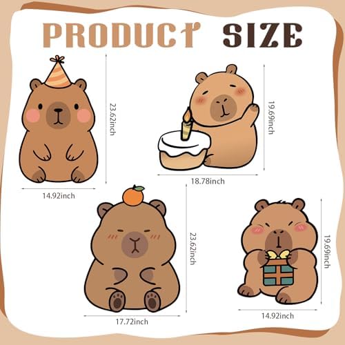 4 Pcs Large Capybara Birthday Party Decorations Capybara Cardboard Cutout 24 Inch Cute Funny Animal Standup Yard Signs for Indoor Outdoor Party Photo Prop Backdrop Supplies - Image 4