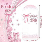 Breling Girls Just Wanna Be One Birthday Decor 6.6 ft Pink Bow Arch Cover - Image 3