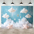 10x6.5ft Cloud Backdrop Sky Starry Star White Blue Photography Background Baby Shower Banner Baby Birthday Party Decoration Newborn Photoshoot Prop Cake Smash Photo Booth Prop by ASDCXZ