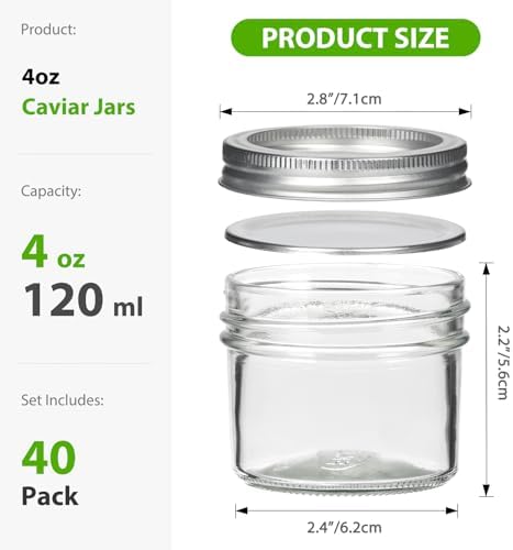 40 Pack 4 oz Mini Mason Jars with Silver Lids - Image 2
