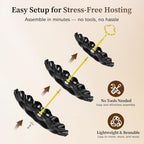 Lzerking Black Gold Dessert Stand Set 13PCS, 6 Tiered Cupcake Display Towers with 4 Serving Trays and 3 Tongs, Round & Square Dessert Holders for Wedding Birthday Graduation Baby Shower Decor - Image 6