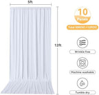 10 Panels 5x12ft White Backdrop Curtains for Wedding Parties, Wrinkle Free Polyester 12 ft Long Photo Backdrop Drapes Back Drop Cloth Drapery for Birthday Baby Shower Ceremony Photography Background - Image 3