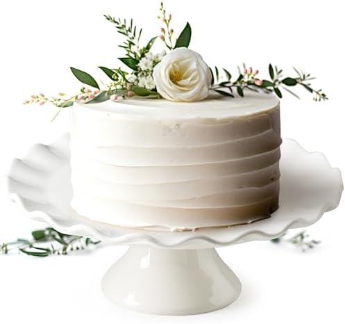 White Cake Stand for 8 Inch Cake, 10 Inch Cake Stands for Tea Party by YHOSSEUN