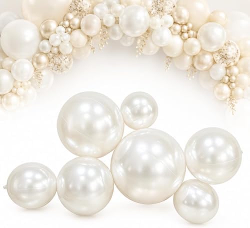Reusable Inflatable Balloon Garland Arch Kit, Linked PVC Balloons (Pearl White) by Unknown