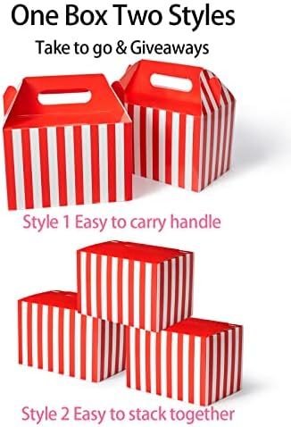 Happyhiram 50 Pack Christmas Red Striped Large Gable Boxes, 9x6x6 Inch - Image 2