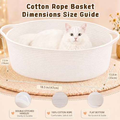 OIAHOMY Large Gift Basket Empty 18.5" x 13.8" x 7.5", Storage Basket with Gift Bag, Ribbon and Glitter Tulle for DIY Anytime, Toy Storage for Kids, Dogs with Handles in A Stylish Design - White - Image 2