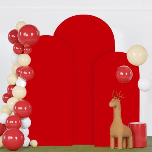 FANPROMS Arch Covers Set of 3 Red Arch Cover 5FT 6FT 7FT Fitted Spandex Arch Cover for Arch Stand Covering Chiara Arch Cover Stretchy Fabric for Wedding Banquet Decoration by FANPROMS