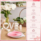Blulu 60 Pack Wedding Heart Folding Hand Fans Decor Bulk, Pink - Image 5