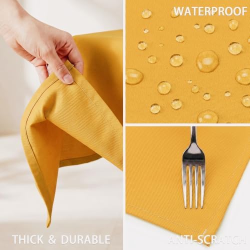 Thick Yellow Tablecloth, Water & Wrinkle Resistant, 54x120 Inch - Image 2