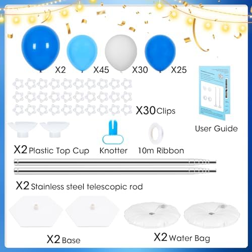 Balloon Column Stand with 102 Balloons, Balloon Column Kit Set of 2, Metal Balloon Tower Stand with Base for Floor, Height Adjustable from 1.57 to 7 Ft, For Party Decorations - Image 2