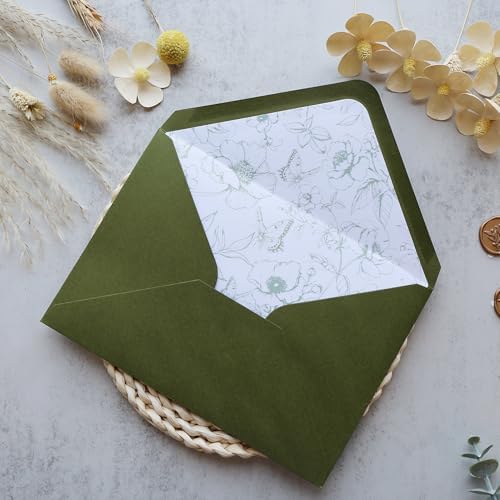 50PCS A7 Olive Green Envelopes, 5.3×7.6 Inch Envelopes - Image 4