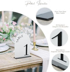 White Arch Wedding Table Numbers 1-15, Black Numbers and Stands - Image 3